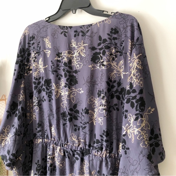 Torrid Lily Babydoll Georgette Surplice Bell Sleeve Top in Holiday Rose - Picture 7 of 12